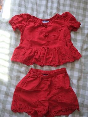 Old Navy Red Knit Short Sleeve Top with Knot Detail